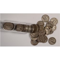 ROLL OF MERCURY DIMES  VARIOUS DATES