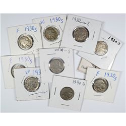 (10) 1930-S BUFFALO NICKELS