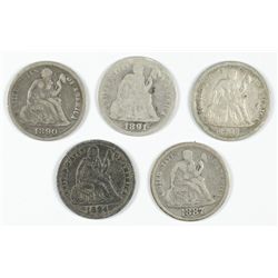 (5) SEATED DIMES (84, 87, 90, 91, 91-S)