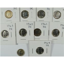 (10) SILVER PROOF ROOSEVELT DIMES (55, 56, 57, 58, 59, 60, 61, 62, 63, 64)
