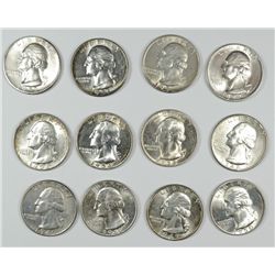 (12) SILVER WASHINGTON QUARTERS (47-S, 48, 48-D, 49, 49-D, 50-S, 51, 51-D, 52, 5