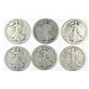 Image 1 : (6) WALKING LIBERTY HALF DOLLARS (19-D, 19-S, 20, 20-S, 27-S, 28-S)