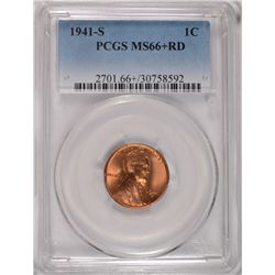 1941-S LINCOLN CENT PCGS MS-66+ RED