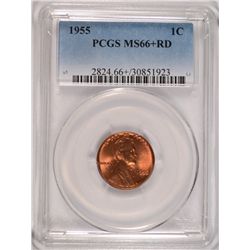 1955 LINCOLN CENT PCGS MS-66+ RED