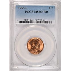1955-S LINCOLN CENT PCGS MS-66+ RED