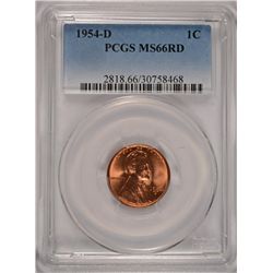 1954-D LINCOLN CENT, PCGS MS-66 RED