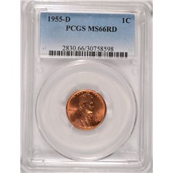 1955-D LINCOLN CENT, PCGS MS-66