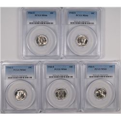 5 1944-S MERCURY DIME PCGS MS-66
