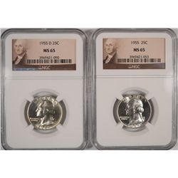 1955 P&D WASHINGTON QUARTERS, NGC  MS-65
