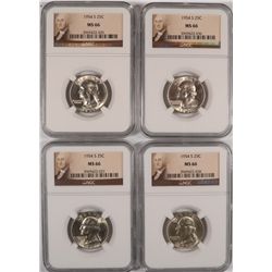LOT OF ( 4 ) 1954-S WASHINGTON QUARTERS , NGC MS-66