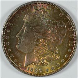 1886 MORGAN DOLLAR GEM BU (AMAZING TONING)