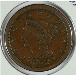 1853 LARGE CENT VF/XF