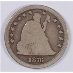1876-CC SEATED QUARTER VG/F