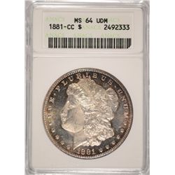 1881-CC MORGAN SILVER DOLLAR, ANACS MS-64 UDM ( ULTRA DEEP MIRROR ) BEAUTIFUL