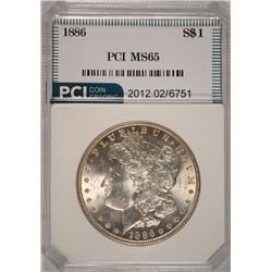 1886 MORGAN SILVER DOLLAR, PCI MS-65