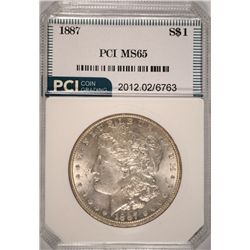 1887 MORGAN SILVER DOLLAR, PCI MS-65  NICE ORIGINAL COIN!