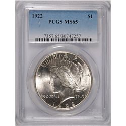 1922 PEACE SILVER DOLLAR, PCGS MS-65