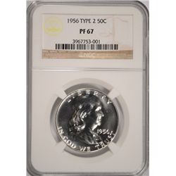 1956 TYPE-2 FRANKLIN HALF DOLLAR, NGC  PROOF-67!