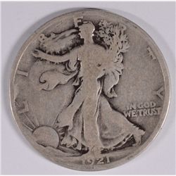 1921-D WALKING LIBERTY HALF DOLLAR VG KEY COIN!