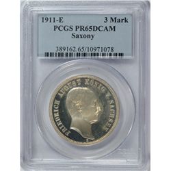 1911-E 3 MARK SAXONY PCGS PR-65 DCAM