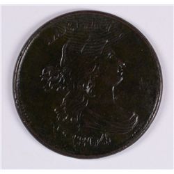 1804 HALF CENT CROSSLET 4 NO STEMS AU
