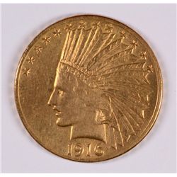 1916-S $10 GOLD INDIAN AU-58 SCARCE S MINT