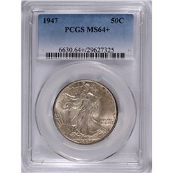 1947 WALKING LIBERTY HALF DOLLAR PCGS MS-64+