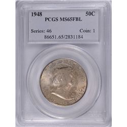 1948 FRANKLIN HALF DOLLAR PCGS MS-65 FBL