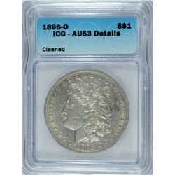 1896-O MORGAN DOLLAR ICG AU-53 DETAILS