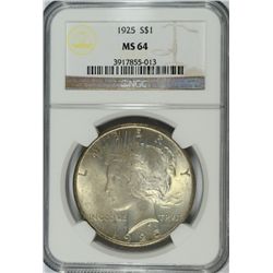 1925 PEACE DOLLAR NGC MS-64