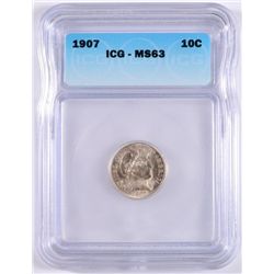 1907 BARBER DIME ICG MS-63