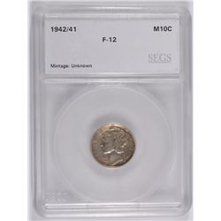 1942/1 MERCURY DIME SEGS FINE-12 KEY COIN!