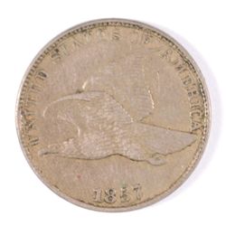 1857 FLYING EAGLE CENT, XF/AU NICE!