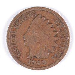 1909-S INDIAN ONE CENT F-VF RARE !  KEY DATE!!