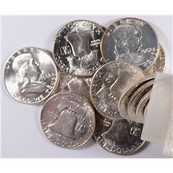 ORIGINAL GEM BU ROLL OF 1962 FRANKLIN HALF DOLLARS