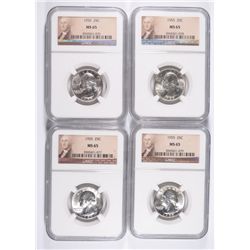 LOT OF ( 4 ) 1955 WASHINGTON QUARTERS, NGC MS-65