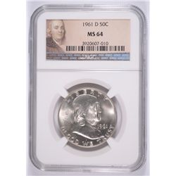 1961-D FRANKLIN HALF DOLLAR, NGC MS-64