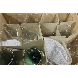 BOX OF CHRISTMAS GOLD TRIM GLASSES