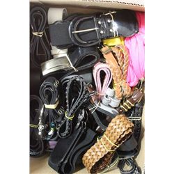 BOX OF MEN'S AND WOMEN'S BELTS