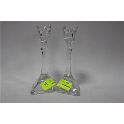 PAIR OF LEAD CRYSTAL CANDLE HOLDERS