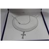 Image 1 : .925 SILVER MEN'S 18" CHAIN W/ CROSS & DIAMOND