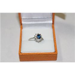 .925 SILVER LADIES RING W/ CZ & GEMSTONE SIZE 7