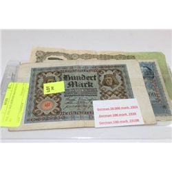 1922, 1920, 1918 GERMAN BANKNOTE X3