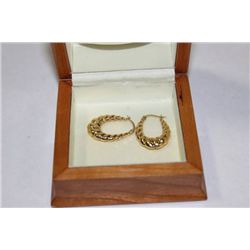 14K GOLD (750 STAMPED) LADIES MEDIUM HOOP EARRINGS