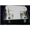 Image 1 : 14KT GOLD OPAL,TANZANITE & DIAMOND(0.10CT)EARRINGS