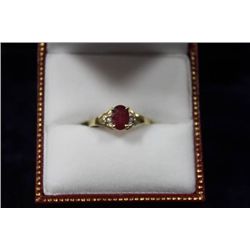 10KT GOLD RUBY (0.6CT)AND  DIAMOND RING
