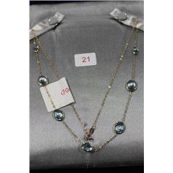 10KT GOLD AQUAMARINE NECKLACE