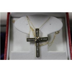 10KT GOLD DIAMOND (0.45CT)CROSS PENDANT NECKLACE
