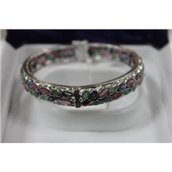 STERLING SILVER GEMSTONE BANGLE
