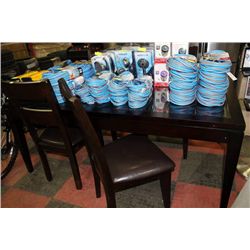 NEW GLASS AND WOOD TABLE W 4 SIDECHAIRS